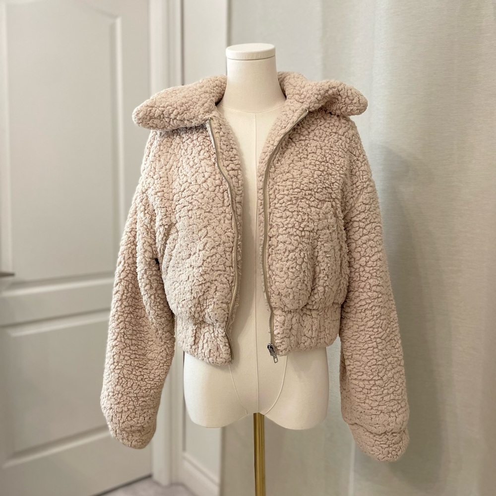 FREE Crop Teddy Jacket Bomber